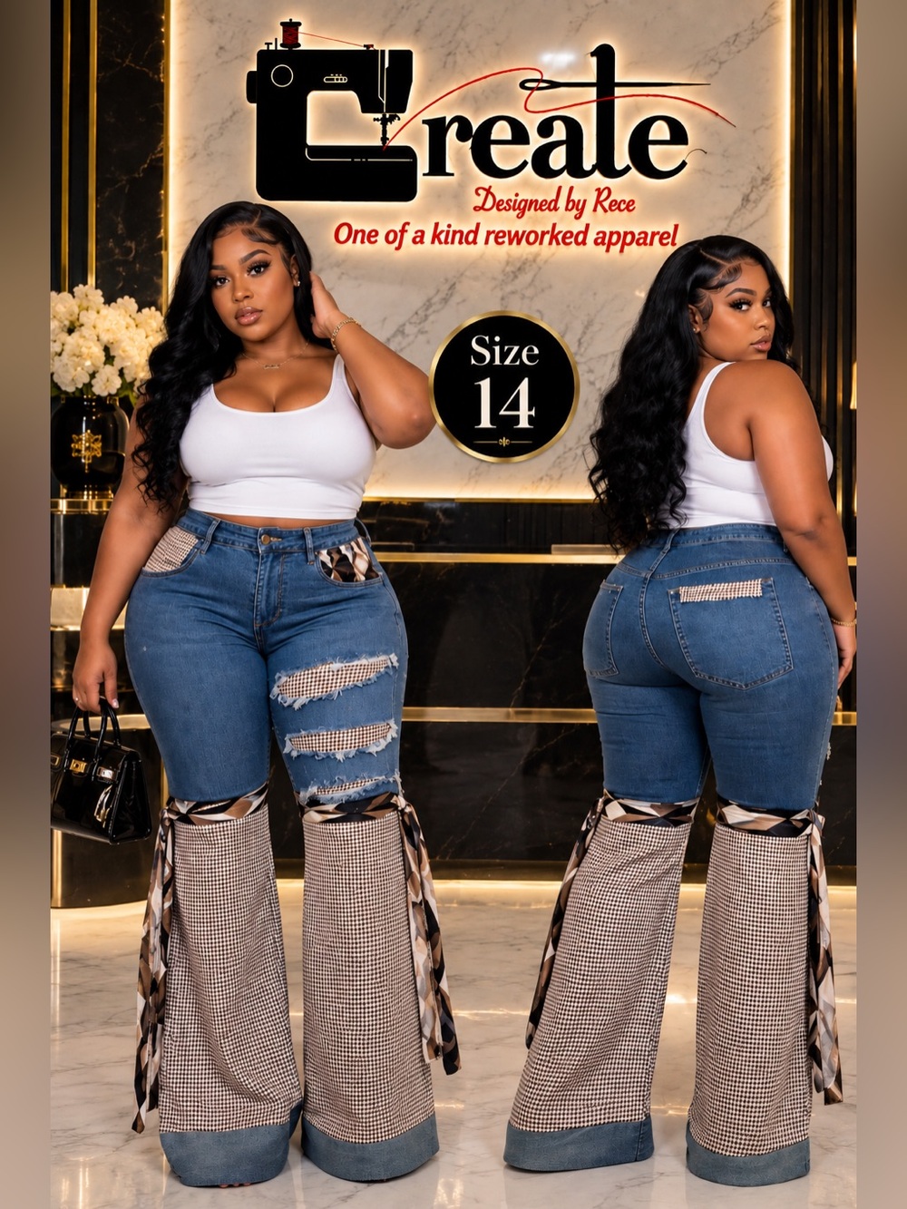 Custom boho and denim jeans